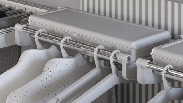 Porta abiti a muro con contenitore per armadi cabine armadio e negozi